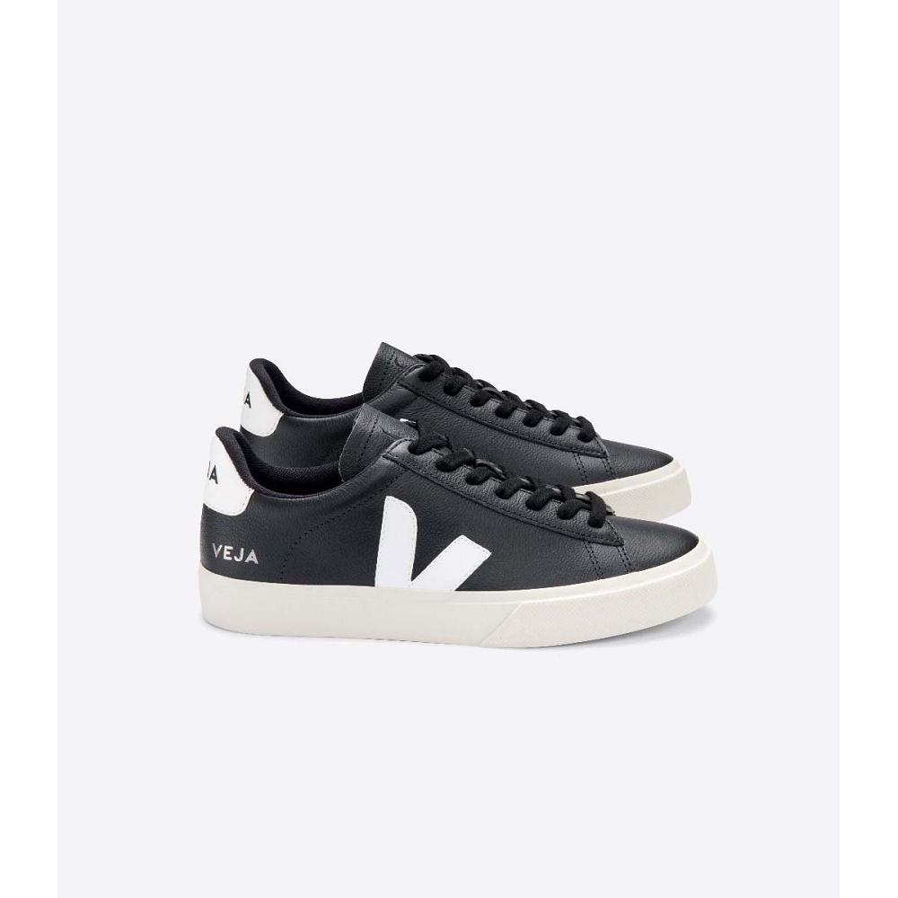 Women\'s Veja CAMPO CHROMEFREE Low Tops Sneakers Black/White | SG 595HAP